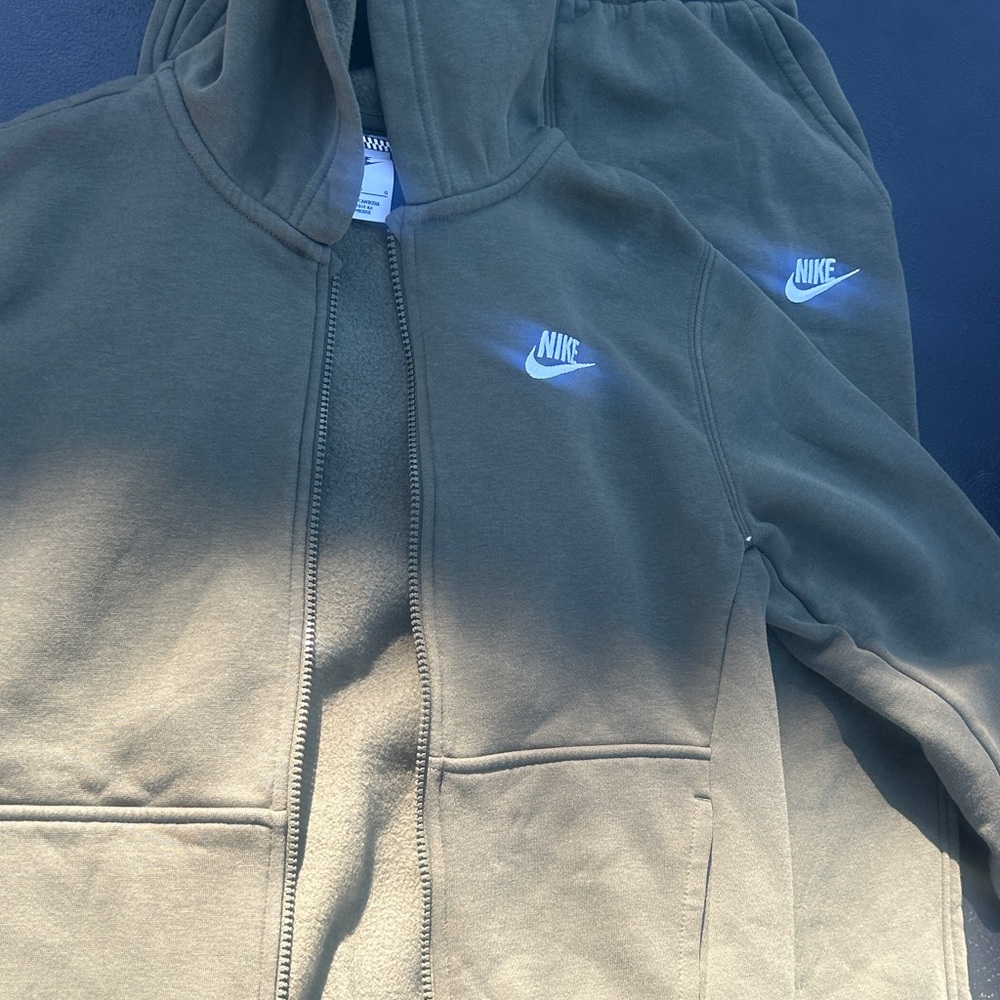 Nike Kids Olive Green Zip-Up Hoodie